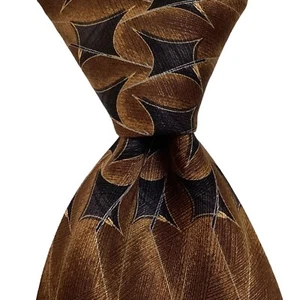 JZ RICHARDS Men's 100% Silk Necktie USA Designer Geometric Brown/Black EUC - Picture 1 of 3