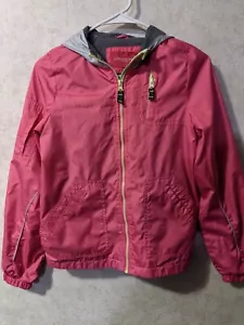 London Fog Spring Fall Lined Hooded Jacket Windbreaker Girls size 14/16 Pink Gra - Picture 1 of 11