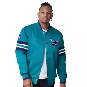 Giacca Bomber Charlotte Hornets NBA Starter Uomo Grande e Alta in Raso - Foto 1 di 11