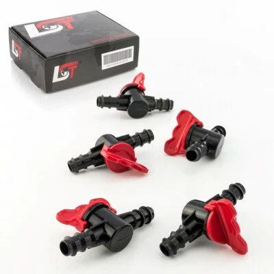 5x Absperrhahn Kugelhahn PE-Rohr Schlauch für Tropfanlage Bewässerung 16x16mm - Bild 1 von 4