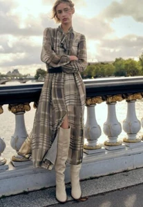 ZARA WOMAN NWT FW24 MULTICOLORED PLAID PRINT MIDI DRESS size XS 9205/231 - Picture 1 of 6