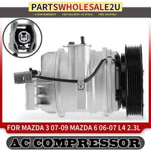 A/C Compressor with 6-Groove for Mazda 3 2007 2008 2009 Mazda 6 2006 2007 2.3L - Picture 1 of 9