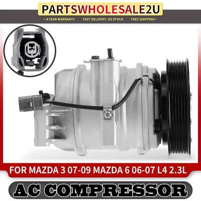Compresor de aire acondicionado con 6 ranuras para Mazda 3 2007 2008 2009 Mazda 6 2006 2007 2,3 L Foto 1 de 4
