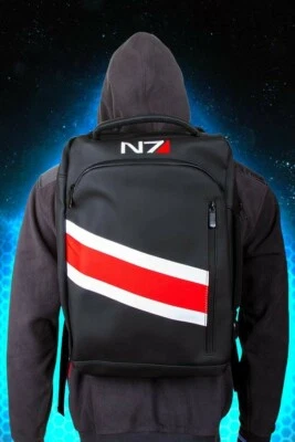 Mass Effect 1 2 3 Legendary Edition N7 Shepard Laptop Backpack w/ USB Figure Bag - Image 1 of 4