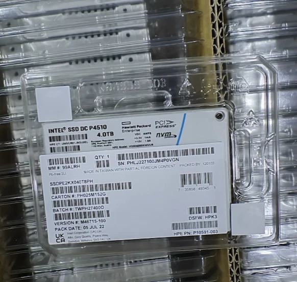 Intel P4510 4TB SSD NVME U.2 2.5" SSDPE2KX040T8 Solid State Drive HPE Version - Image 1 of 1