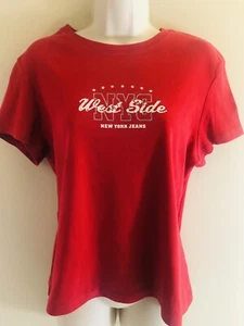 New York & Company Red White Sliver Stars West Side Cotton Short Sleeve Top XL - Picture 1 of 9