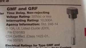 BUSSMANN GMF-6/10 IN LINE FUSE 6/10 AMP TIME DELAY Quantity of 5 fuses - Picture 1 of 4