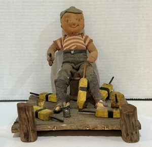 Vintage 1952 Jeanne Maker Original Nautical Sailor Fisherman On Bay Dock Wood - Picture 1 of 8