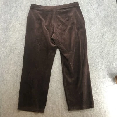 Pantalones informales Kate Hill para mujer talla grande marrón tirar de terciopelo textura cordón Foto 1 de 4