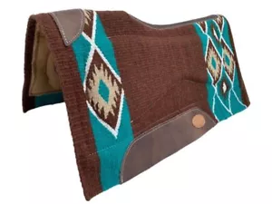 Showman Brown & Teal Wool Saddle Pad w/ Memory Felt Bottom - Picture 1 of 1