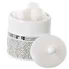  Mirror Damask Qtip Holder - Decorative Canister Jar, Durable Cotton Swab Ball 