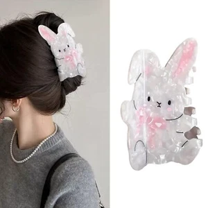 Easter Hair Clips White Pink Bunny Hair Clips for Women Fashionable High-End ... - Picture 1 of 6