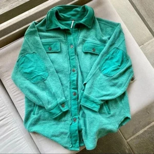 New Free People Ruby Jacket Shacket Oversized Fleece in Watermelon Green Sz XS - Picture 1 of 6