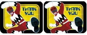 16 POWER RANGERS THANK YOU NOTES Cards Birthday Party Child Boys Red Ninja NEW - Picture 1 of 2