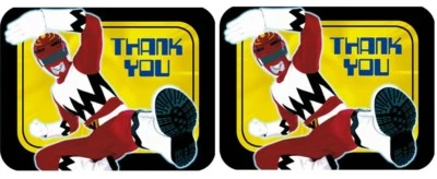 16 POWER RANGERS THANK YOU NOTES Cards Birthday Party Child Boys Red Ninja NEW - Image 1 of 2