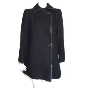 PAULINE TRIGERE so chic! Ultra Mod Black Wool Pea Coat 1960's - vintage size 10 - Picture 1 of 9