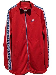Nike Sportswear Track Jacket Red Full Double Zipper Mens Size Medium Arm Logos - Picture 1 of 21