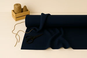 Navy Blue Cotton-Linen Fabric by the Yard - Sewing, Drapery, Upholstery & Crafts - Picture 1 of 10