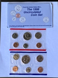 1998 Uncirculated Coin Set U.S Mint Original Government Packaging OGP - Picture 1 of 1