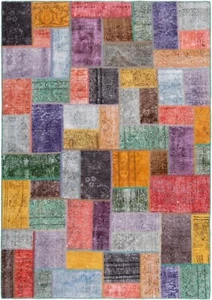 Patchwork Handgeknüpfter Perserteppich 237x167 cm-Orient,Carpet,Rug,Vintage - Picture 1 of 7