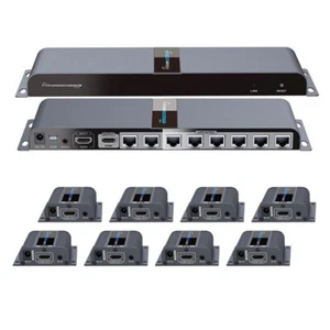 1x2  1x4  1x8 HDMI POE Splitter Extender 1080P Loop-out IR Remote Over Cat6 EDID - Picture 1 of 18