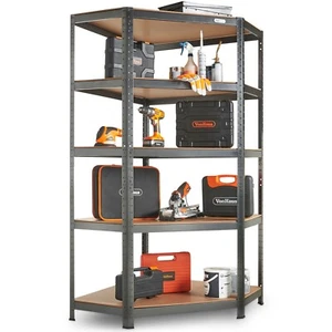 VonHaus 5 Tier Corner Racking Hammer Grey - Galvanised Steel Shelves for Garage - Picture 1 of 7