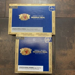 Lot Of 2 Empty Blue Wood Cigar Box Romeo Y Julieta Reserve Real - Picture 1 of 5