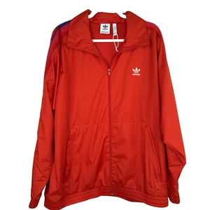 Adidas Originales XL Chaqueta de Pista Roja Arco Iris Trifolio Rayas Cremallera Completa Viento - Imagen 1 de 9