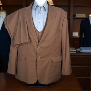 Unbranded Bespoke 3 Piece Suit Mens 48R 46X29 Rust Brown Single Vented - Picture 1 of 11