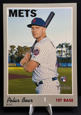 2019 Topps Heritage Pete Alonso Polar Bear Nickname Variation RC #519  JSCA-25 - Image 1 of 3
