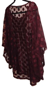 Poncho Pullover Ala de Murciélago Top LANE BRYANT 22/24 2X Malla Transparente Marrón Lunares En muy buena condición - Imagen 1 de 3