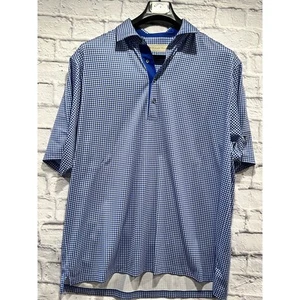 Donald Ross Sanctuary Golf Club Polo Shirt Blue check size XL A624 - Picture 1 of 6