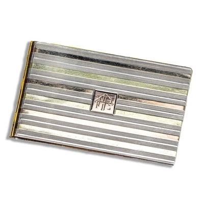 Raro clip de documento de dinero antiguo Art Deco de plata esterlina de oro de 14 k Cartier Foto 1 de 4