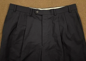 LAUREN RALPH LAUREN Mens Black 100% Wool Total Comfort Pleated Dress Pants 36x32 - Picture 1 of 7