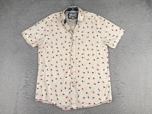 international Report Shirt Men Medium White Palm Tree Luau Girl Hawaiian Cotton - Picture 1 of 14