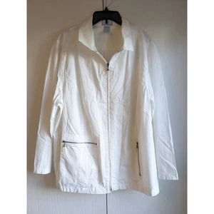 Liz & Me Women's White Collared Zip Up Long Sleeve Jacket Size 1X - Picture 1 of 4