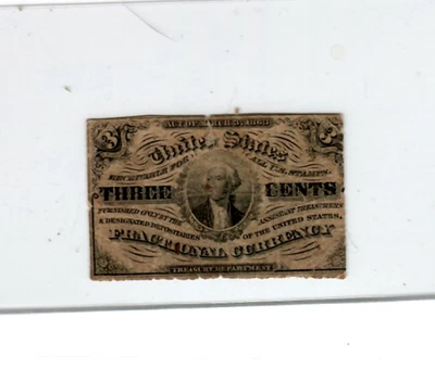 3 CENT "WASHINGTON FRACTIONAL" 1800S 3 CENT "WASHINGTON FRACTIONAL" 1800'S - Image 1 of 2