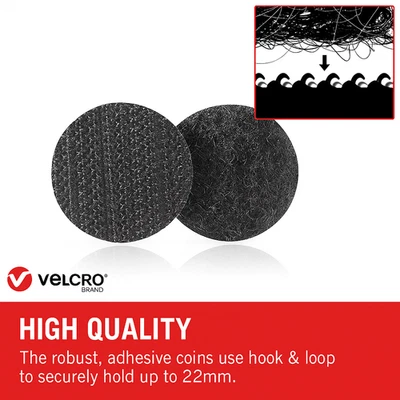 Velcro® HEAVY DUTY Stick On Coins  Hook & Loop Sticky Dots Coins Strong Adhesive - Image 1 of 4