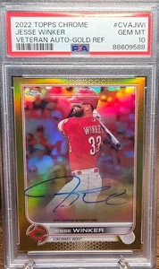 Jesse Winker Cincinnati Reds 2022 Chrome Gold Autographed PSA Gem Mint 10 - Picture 1 of 3