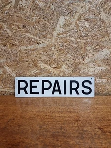 Vintage Repairs Bike Advertising Sign Classic Motorcycle Shop Garage - Foto 1 di 6