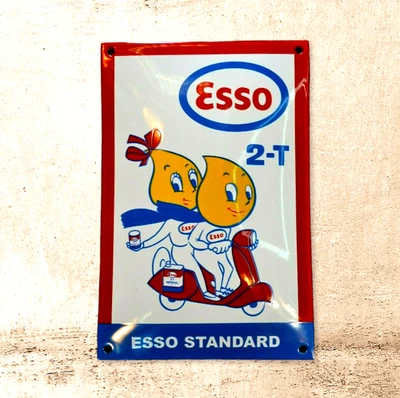 Plaque émaillée ESSO scooter mobylette enamel sign emailschild - Photo 1/2
