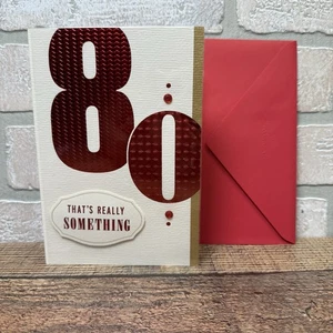 Happy 80th Birthday Card Hallmark Greeting Card w/ Red Envelope 80 Years Old - Picture 1 of 7