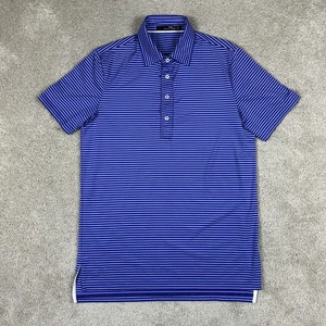 RLX Ralph Lauren Polo Shirt Mens Small Blue Striped Performance Golf Stretch - Picture 1 of 9