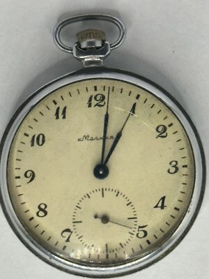 Vintage Slim Russian Art Deco  Mechanical Crown Wind Pocket Watch - Image 1 of 4