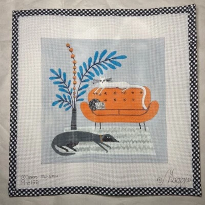 Maggie Needlepoint 手绘帆布 M2152 Terry Runyan ‘Orange Couch’ / 18 米 — 第 1/4 张图片