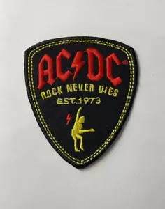 AC/DC Rock Never Dies Est.1973 Sew/ Iron On Patch Jacket Badge Heavy Metal Punk - Picture 1 of 1
