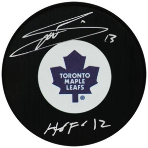 Mats Sundin Signed Toronto Maple Leafs Logo Hockey Puck w/HOF'12 -(SCHWARTZ COA) - Picture 1 of 1