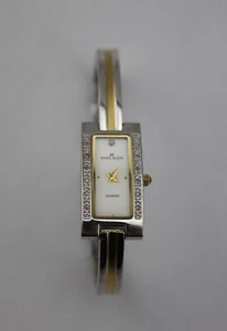 Anne Klein zweifarbig Silber Gold Diamant Akzent rechteckige Uhr 10/7871 VXODA - Bild 1 von 4