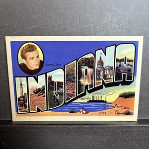 Nuova cartolina 4x6" James Dean Indiana lettera grande lino finto - Foto 1 di 2