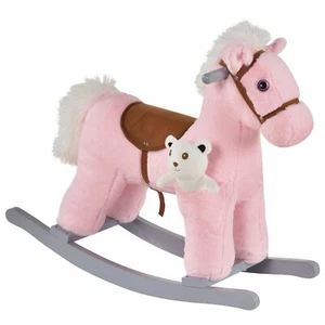 Kids Plush Ride-On Rocking Horse Toy Children Chair with Soft Plush Toy Pink - Picture 1 of 17